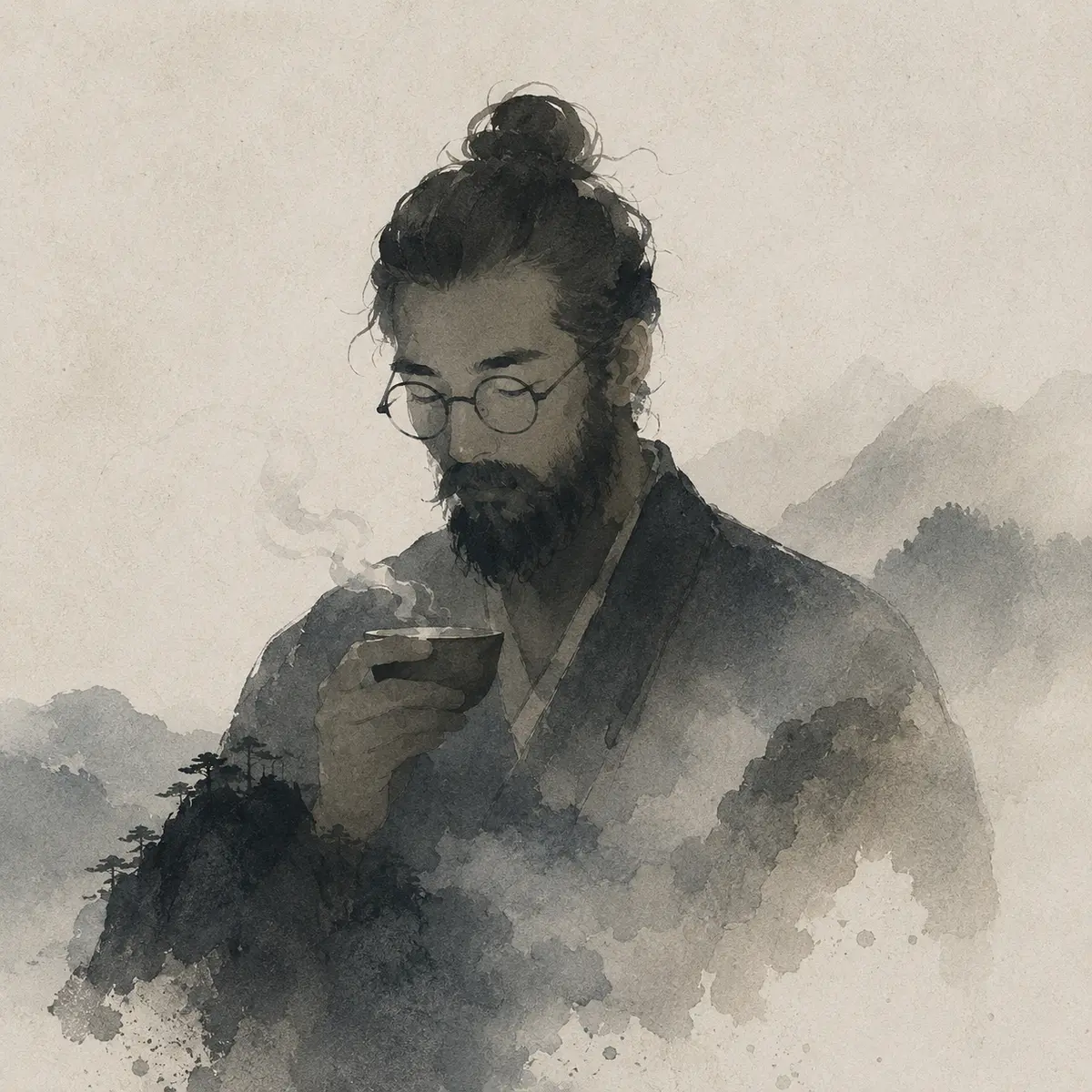 Ink wash illustration of the founder